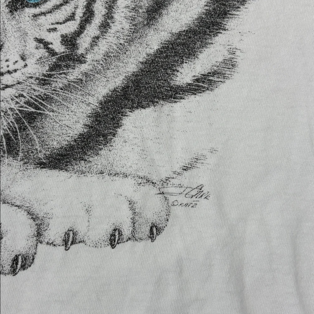 VINTAGE 1990S WHITE TIGER ANIMAL GRAPHIC SHORT SLEEVE TSHIRT MENS 2XL - Picture 4 of 11